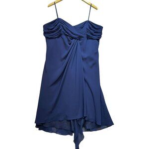 David's Bridal Women's Bridesmaid Dress Sleeveless Size 22 Navy Blue Back Zip